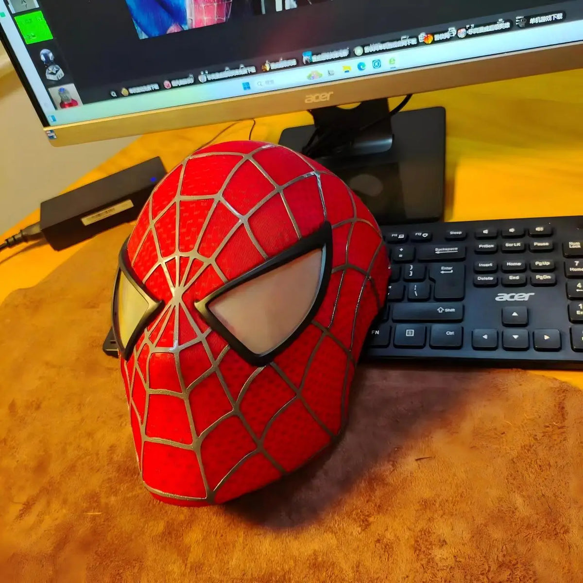 SpiderMan Brand New Day Adult Cosplay Mask with Magnetic Back Cover 3D Webbing Strips Resin Faceshell Cosplay Helmet