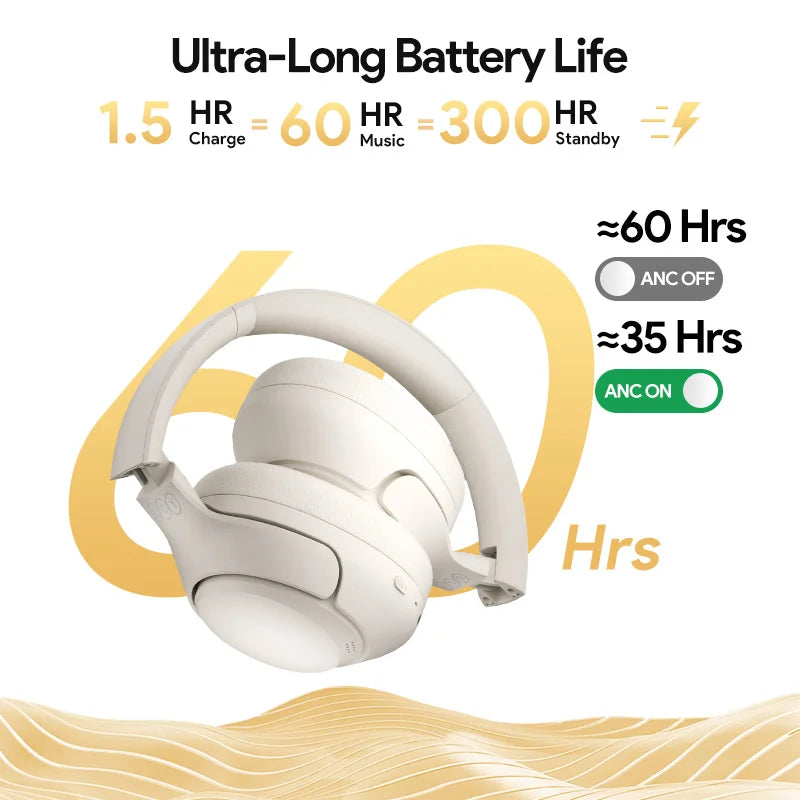 QCY H3 ANC Wireless Headphones Bluetooth 5.4 Hybrid Noise Cancellation 60H