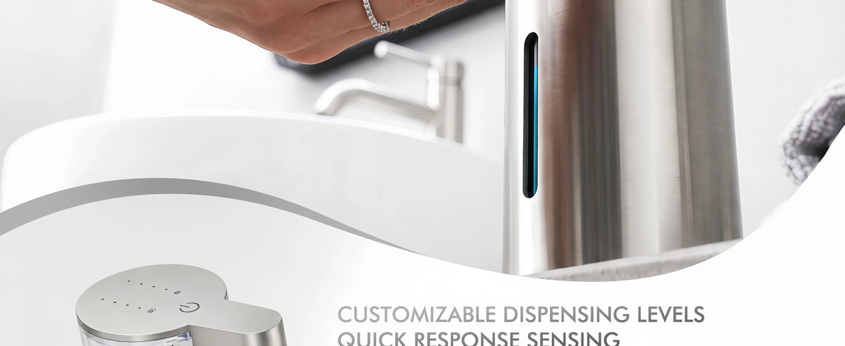 Automatic Soap Dispenser Stainless Touchless Rechargeable Hand Sanitizer Shampoo Detergent Dispenser for Kitchen Bathroom Toilet