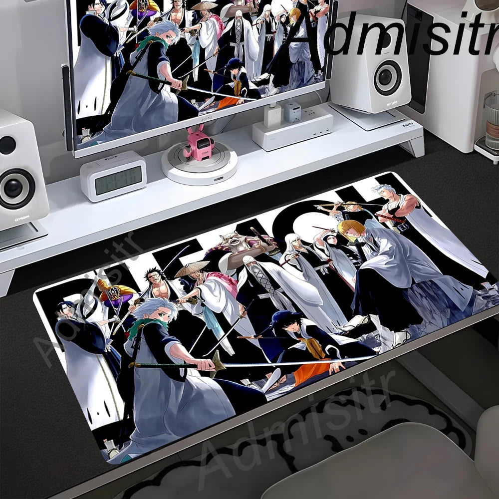 Large Mouse Pad Black White Anime BLEACH Mause Mats Gaming Accessories Office Gamer Keyboard Desk Mat Kurosaki Ichigo Mousepad