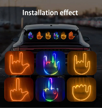 Car Gesture Light with Remote Control – Funny LED Palm Light for Road Rage Reactions