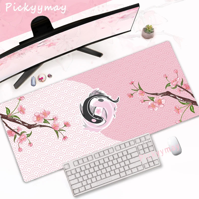 Pink Cherry Blossoms Mousepad Home Computer Table Large Pc Mouse Pad Art Sakura Keyboard Mause Rug Desk Mat Office Accessories