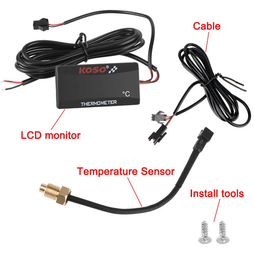 12V 0~120°C Monitor Motorcycle Thermometer Water Tank Retrofit Temperature Meter Indicator Warning With Sensors