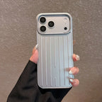 Luxury Striped Luggage Texture Phone Case For IPhone 18 17 16 15 14 13 Pro Max Shockproof Titanium Glossy Color Bussiness Cover