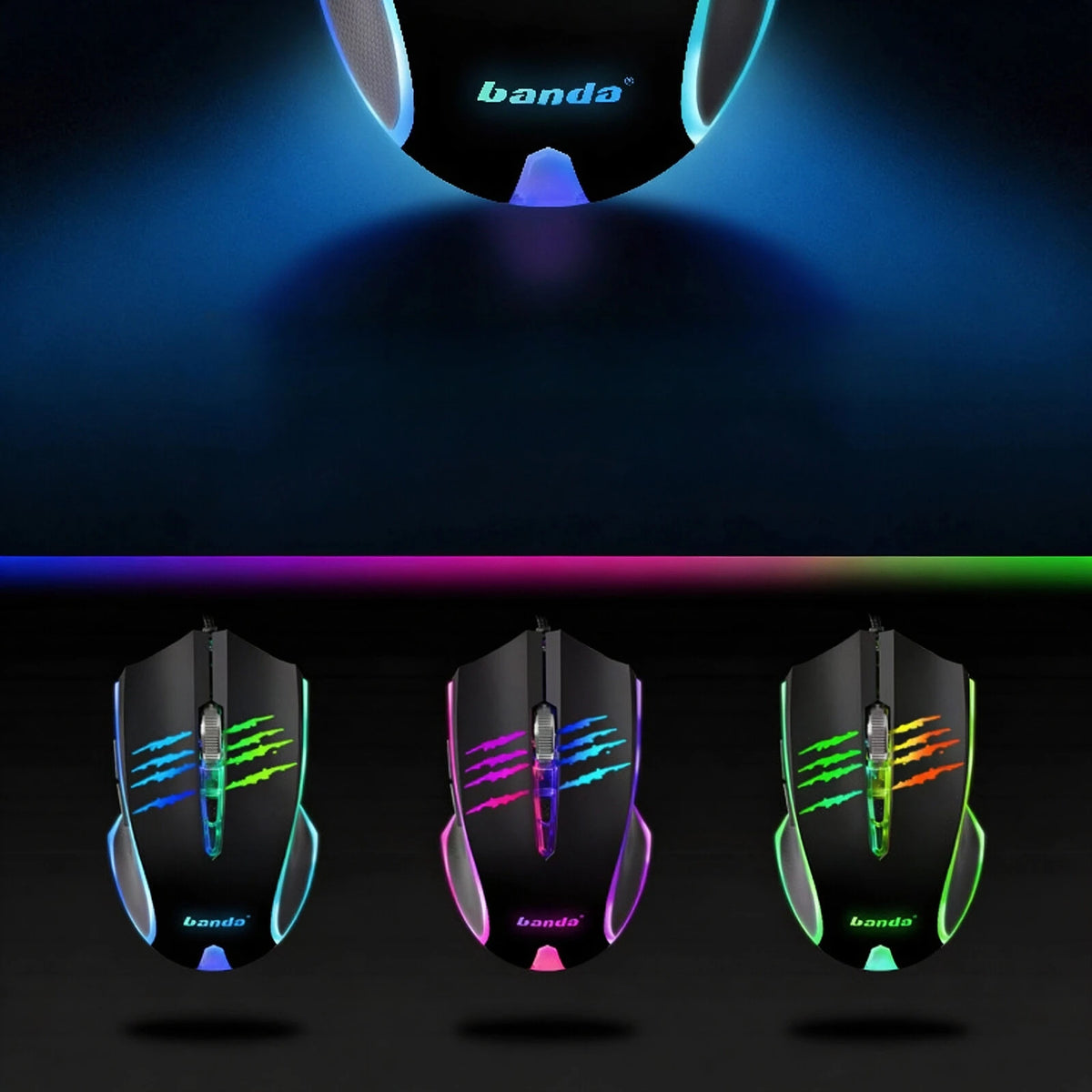 Wired Gaming Mouse RGB Breathing Light 3 Level Adjustable DPI Ergonomic Symmetric Design Skin Friendly Surface Computer Mice