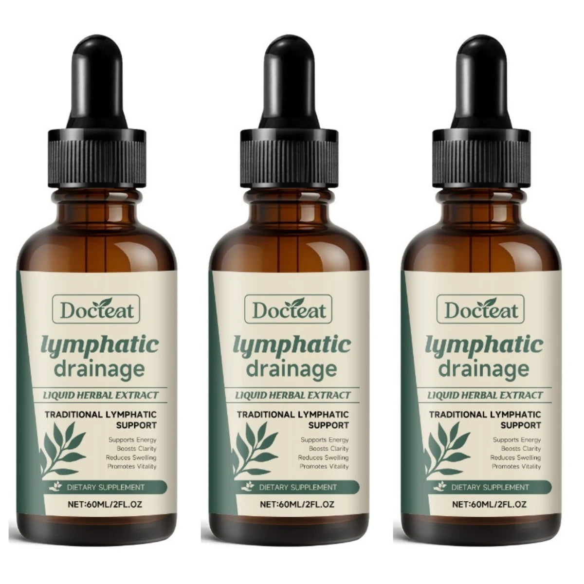 Lymphatic Drainage Drops 60ml Supplement Help Bloat Relief & Immune System Health with Cleavers,Red Clover and Stillingia Root