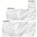 CIFBUY Large Gaming Mouse Pad Black White Strata Abstract Design Non-Slip Office Desk Mat Lock Stitched Edge for Computer Keyboa