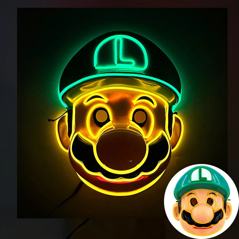 Fashion Luminous LED Mask DJ Costumes Accessories Glow Supplies Neon Light Marshmallow  Mask For Music Festival Nightclub Dance