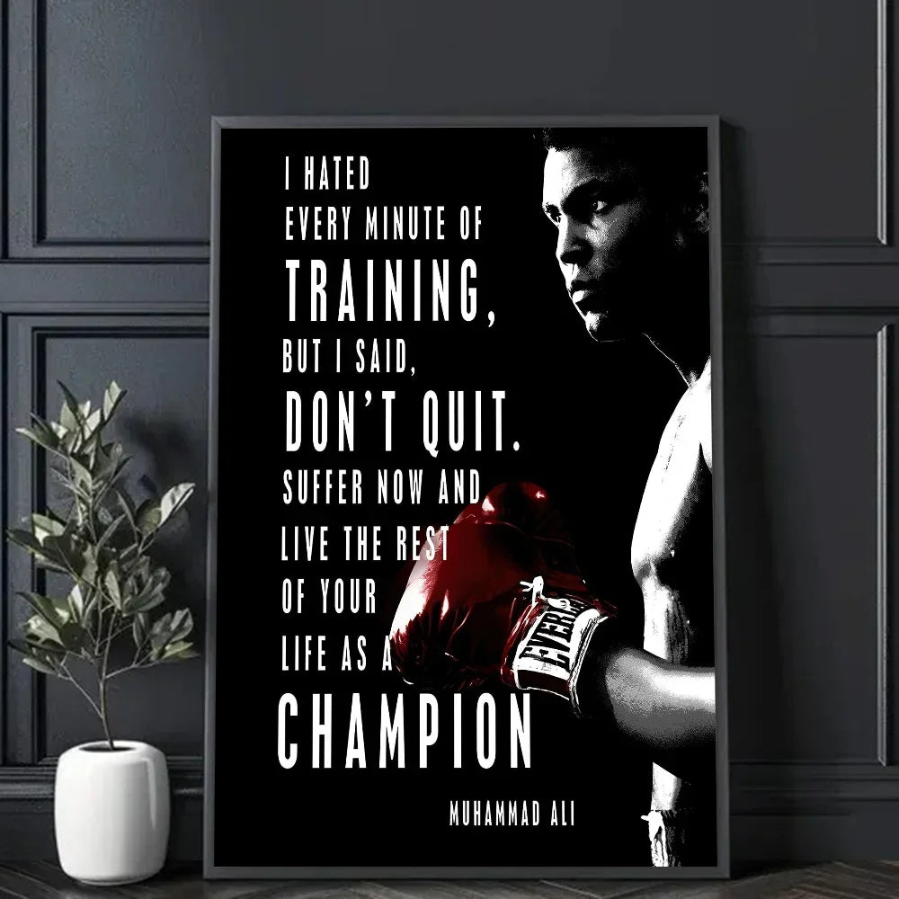 Mike Tyson Muhammad Ali Motivational Quote Poster Sticky Wall Art Printing Waterproof Home Living Bed Room Bar Aesthetic Decor