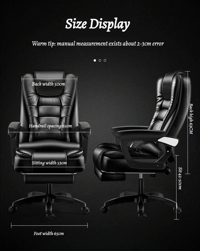 Leather Executive Office Chair Gaming Adjustable Modern Ergonomic Chair Mobile Massage Designer Silla Oficina Salon Furniture