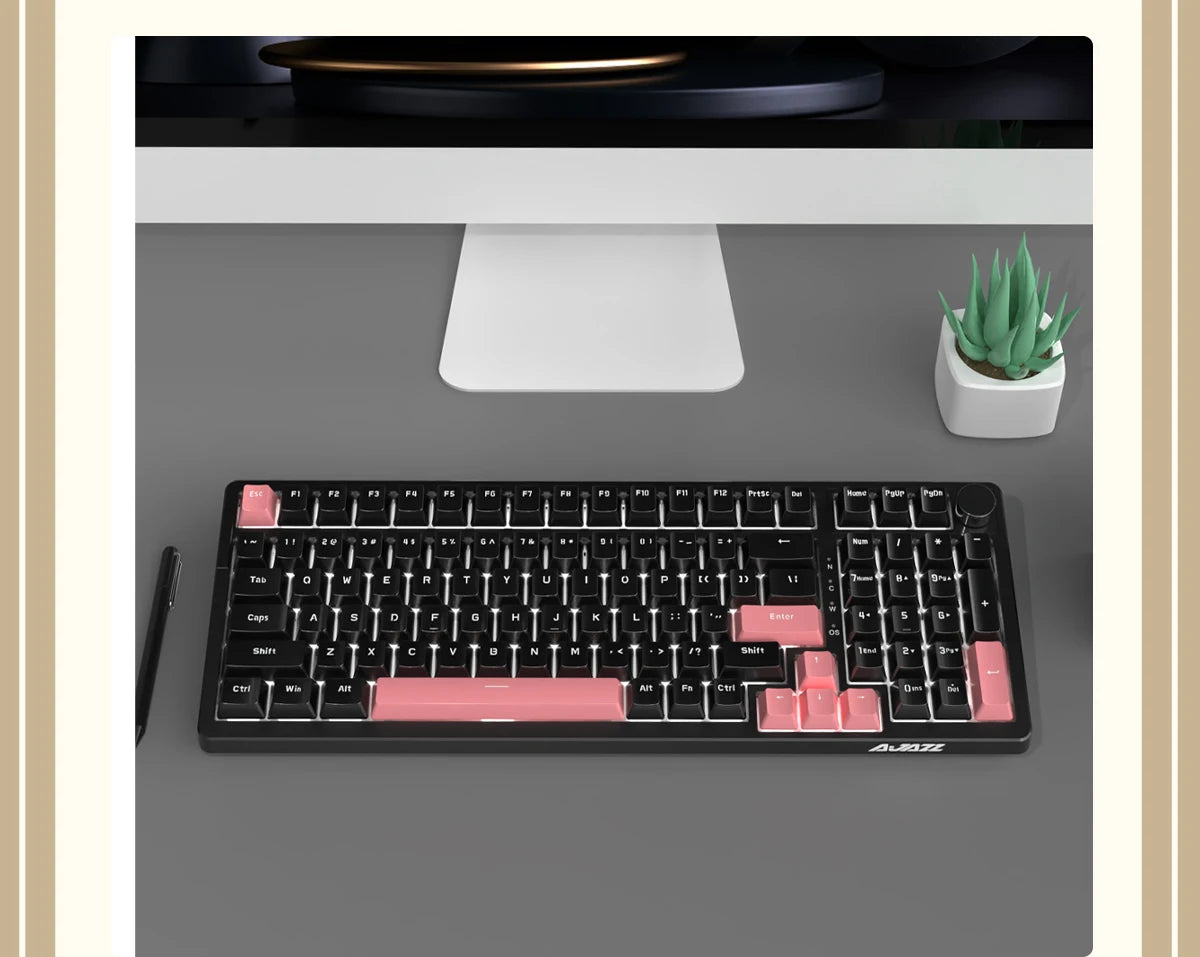 Ajazz AK992 Wired Mechanical Keyboard 98-Key Full Layout  Hot-Swap USB Gaming keyboard Multimedia Key Knob for Desktop PC Laptop