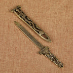 Brass Sword Pendant Waist Decoration Exquisite Double-Sided Carved Small Sword Handle Antique Copper Craft Ornament