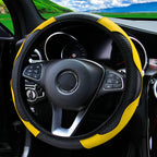 PU Carbon Fiber Leather Car Steering Wheel Cover without Inner Ring Suitable for 14.5-15 Inches of Automotive Supplies