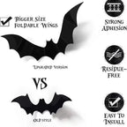 DIY Halloween Bat Decoration 3D PVC Bat Wall Sticker Black Bat Wallpaper Halloween Real Horror Prop