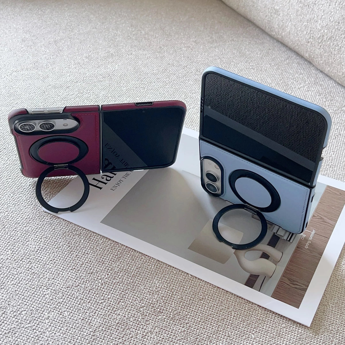 360° Rotating Bracket Magnetic Case For iPhone Duo For Magsafe PU Leather Shockproof Cover Funda