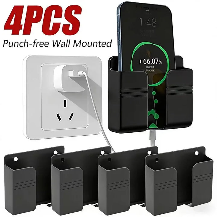 4 Piece Wall Mounted Phone Holder Organizer With Adhesive Charging Dock