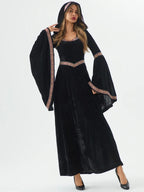 Medieval Retro Gothic Hoodie Witch Long Skirt Luxury Women's Party Dress Cosplay Vampire Halloween Adult Costume