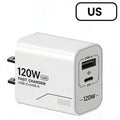 120W GaN USB C Charger 2-Port Fast Charging Phone Charger Power Adapter For iPhone Samsung Xiaomi Type C US Plug Wall Charger
