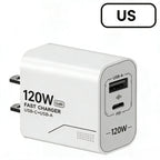 120W GaN USB C Charger 2-Port Fast Charging Phone Charger Power Adapter For iPhone Samsung Xiaomi Type C US Plug Wall Charger