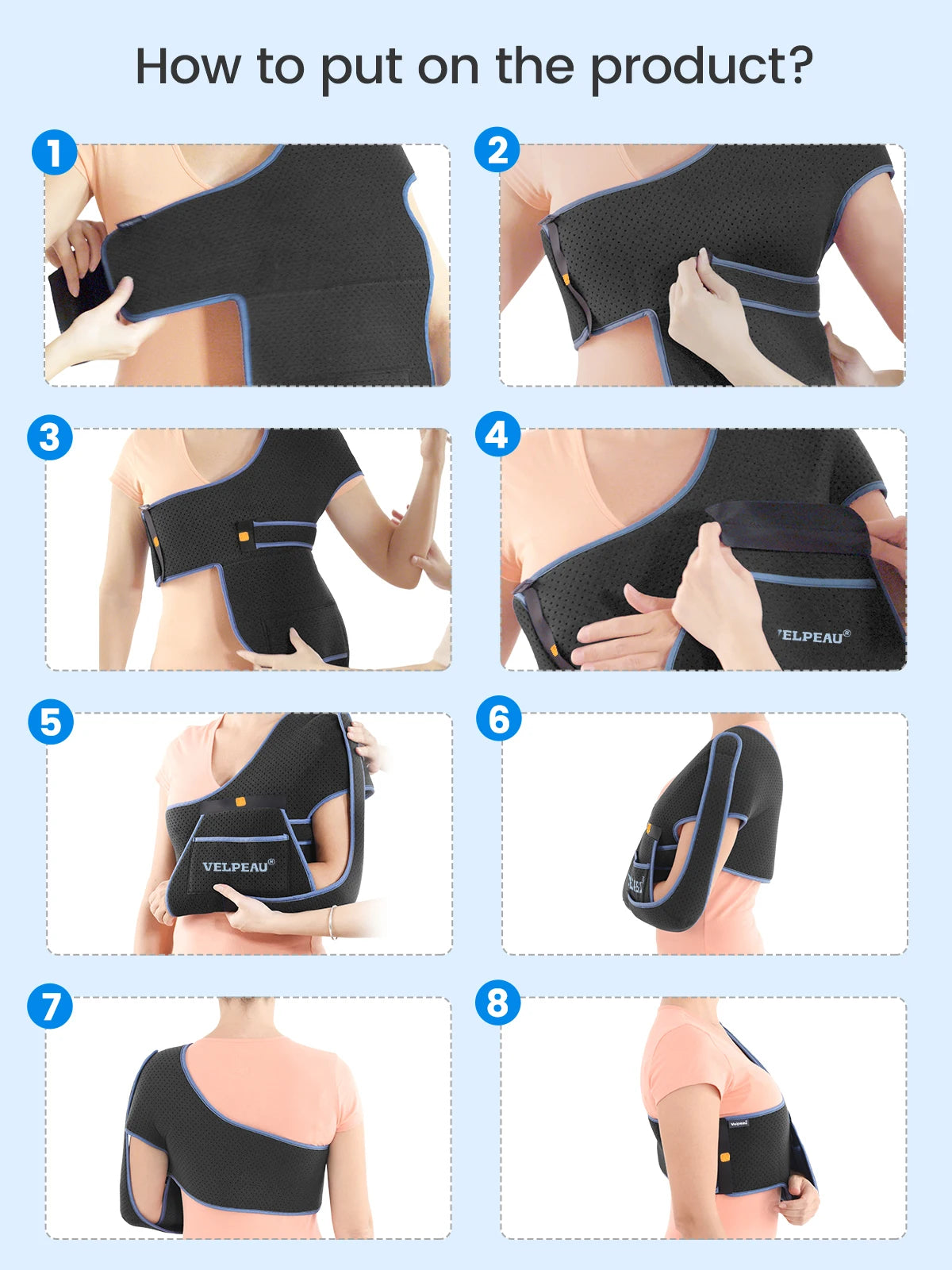 VELPEAU Arm Sling Support for Elbow Injury Forearm Fracture Dislocation, Soft Foam Shoulder Immobilizer Fits Left Right Arm