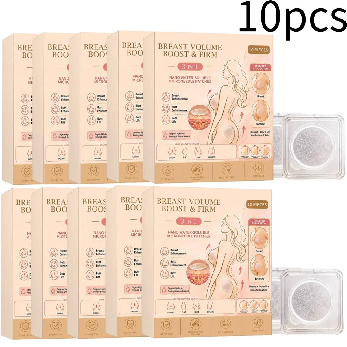 Breast Volume Boost Firm Patches 3 in 1 Nano Water Soluble Microneedle Body Care for Breast Butt Lift Targeted Hydration