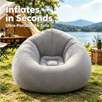 Inflatable Lazy Sofa Folding Portable Air Chair Flocking Surface Comfortable Lounge Seat for Living Room Outdoor Camping Beach