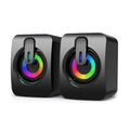 USB Wired PC Speakers | HIFI Stereo Sound, Built-in Mic, LED Light for Desktop