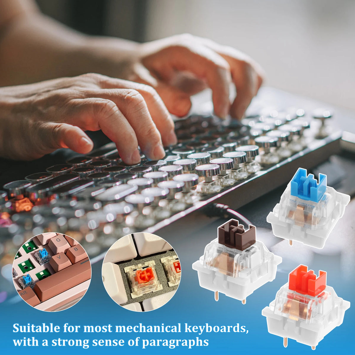 150PCS Switch for Keyboard 3Pin Dustproof Linear Tactile Clicky Silent Switches for MX Mechanical Keyboards Gaming Switch DIY