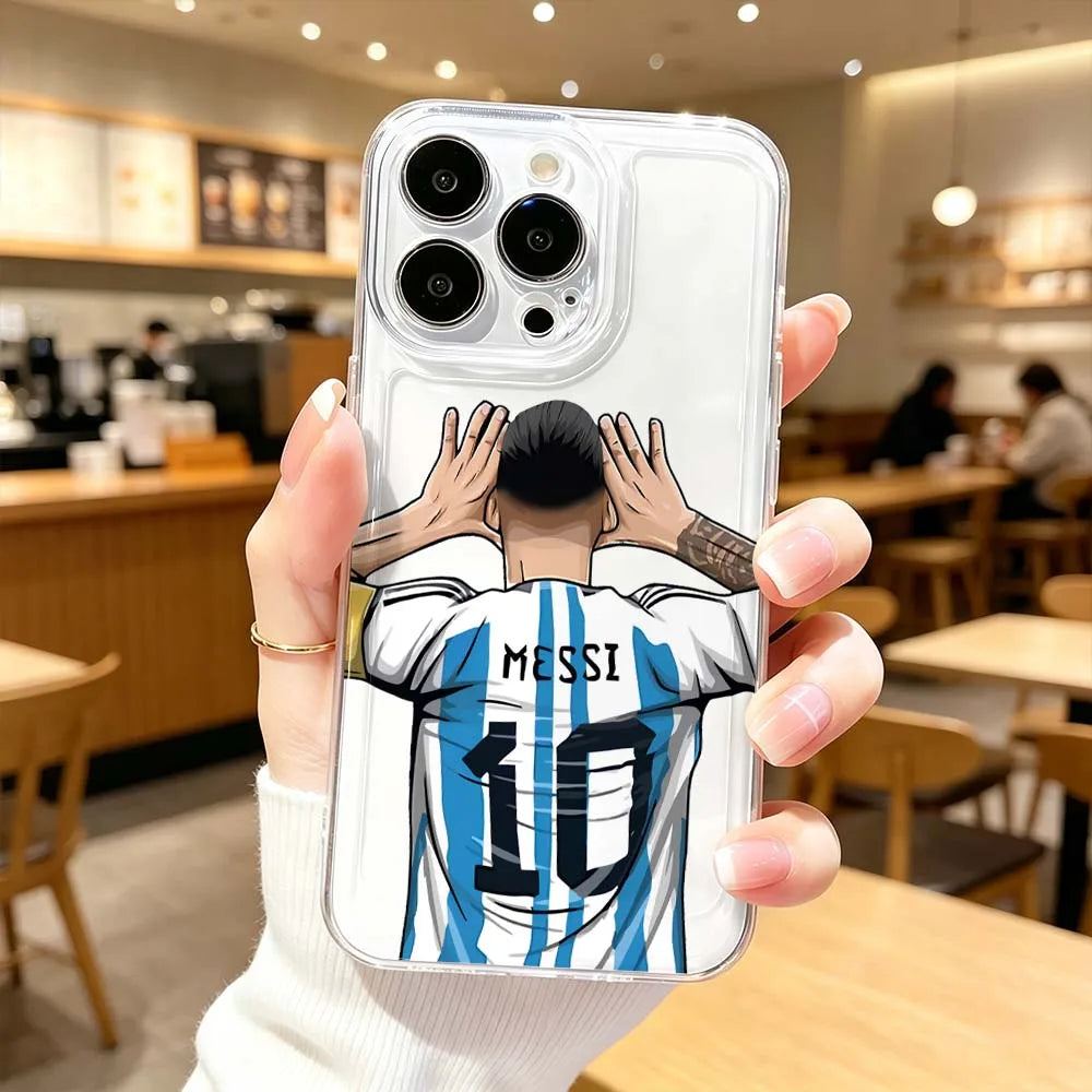 Messi Football Design Clear Protective Case For iPhone 11 12 13 14 15 16 17