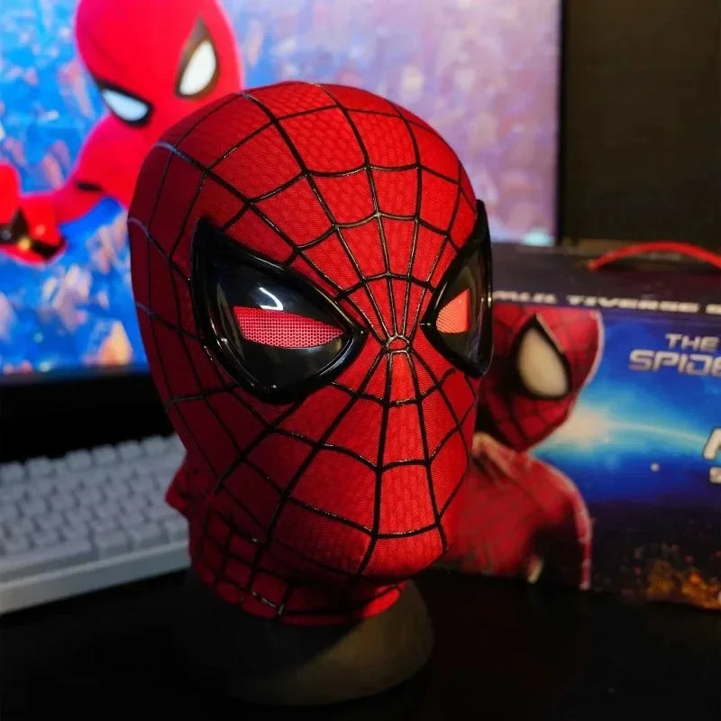 In Stock Miles Spider-Man 1:1 Scale Electronic Mask With Moving Glowing Eyes Ring Control Cosplay Toy Gift For Boys Gift