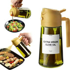 470ML/16oz Light-Blocking Dark Oil Sprayer for Cooking 2 in 1 Olive Oil Dispenser Bottle for Kitchen Dark Green Glass Oil Bottle