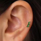 Luxury Green Crystal Zircon Leaves Stud Earrings for Women Fashion Gold Color Geometric Piercing Earring Bride Wedding Jewelry