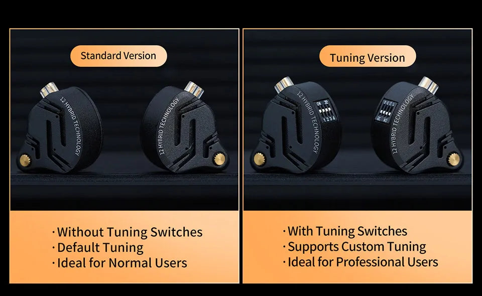 KZ ZS12 Pro X Metal Hybrid Earphones with Adjustable Bass Tuning