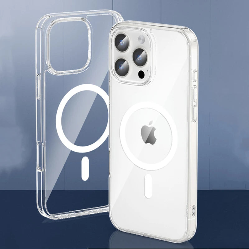 Original Magnetic Transparent Phone Case for Magsafe for iPhone 18 17 16 15 14 Plus 13 12 11 Pro Max Wireless Charge Back Cover