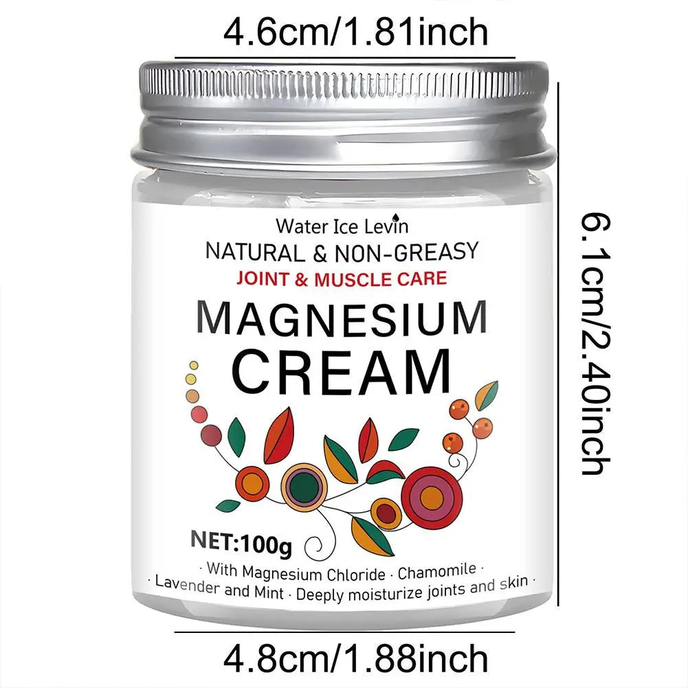 Non-Greasy 100g Magnesium Joint & Muscle Care Cream Nourishes/Moisturizes, Daily Use Boosts Elastic Skin Chamomile, Lavender