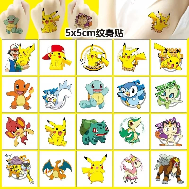 PokeMoned Theme Party Favors Slap Bracelets Stickers Keychain Party Gifts Goodie Bag Stuffers Fillers Birthday Party Decorations