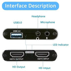 New 4K HDMI-Compatible USB 3.0 Video Capture Card 1080P 60FPS 60Hz Video Recorder Grabber for OBS Capturing Game Card Live Streaming