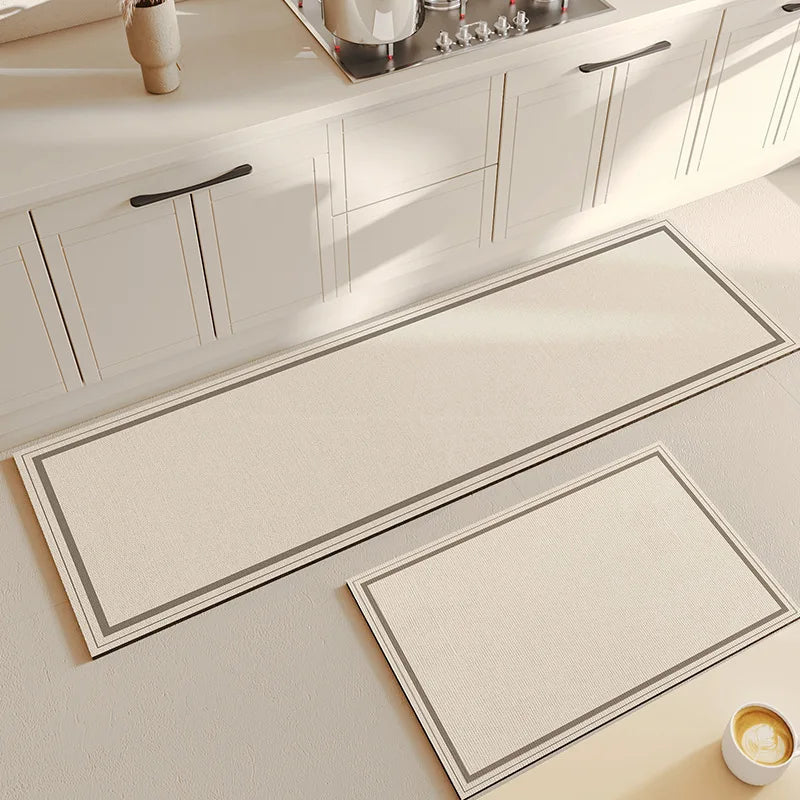 Kitchen Mat: Household Water- and Oil-Absorbent Dining Room Mat—Minimalist, Non-Slip Diatomaceous Earth Mat