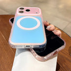 Luxury Laser Aurora Gradient For Magsafe Phone Case For iPhone 18 15 16 17 Pro Max Magnetic Wireless Charging Hard Bumper Cover