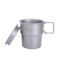 Pure Titanium Camping Cup with Lid Foldable Handle Lightweight Single Wall Mug Open Fire Coffee Tea Cup for Hiking Backpacking