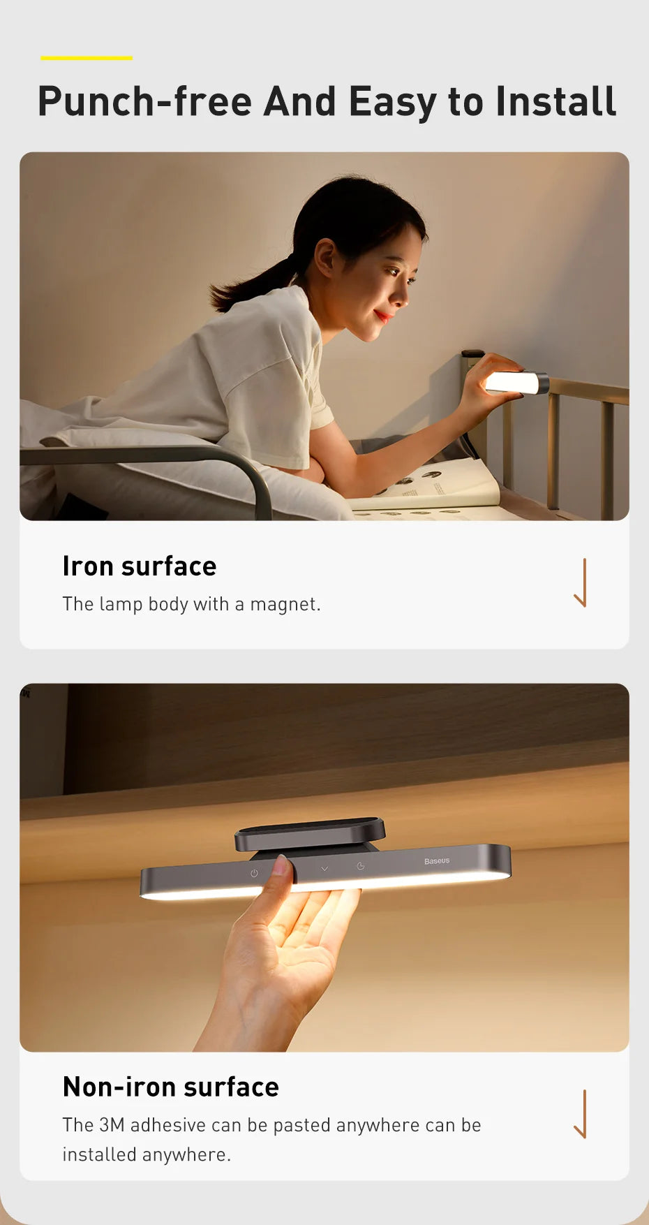 Baseus Desk Light Magnetic Hanging Table Lamp Rechargeable LED Stepless Dimming Desk Lamp Read Study Work Eye Protection Light