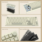 Ajazz AK992 Wired Mechanical Keyboard 98-Key Full Layout  Hot-Swap USB Gaming keyboard Multimedia Key Knob for Desktop PC Laptop