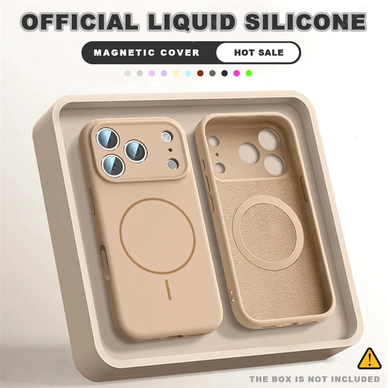 For Magsafe Liquid Silicone Phone Cases For iPhone 18 17 16 15 14 13 12 Pro Max Plus Air Case Magnetic Wireless Charging Cover