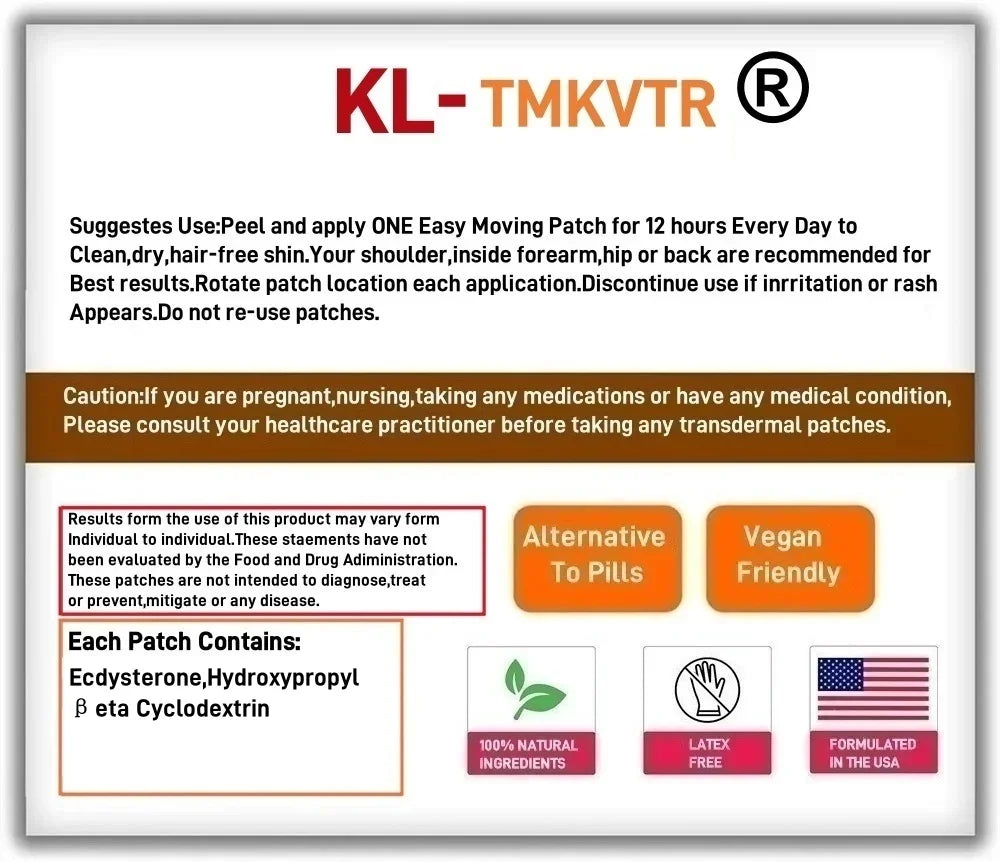 30 Patches Ecdysterone Transdermal Patches for Lean Muscle Growth & Strength Enhancement