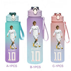 750ML Messi Modrić Neymar Football Star Straw Water Cup Portable Fitness Drink Bottle Kettle Leakproof Drinkware Fans Gifts