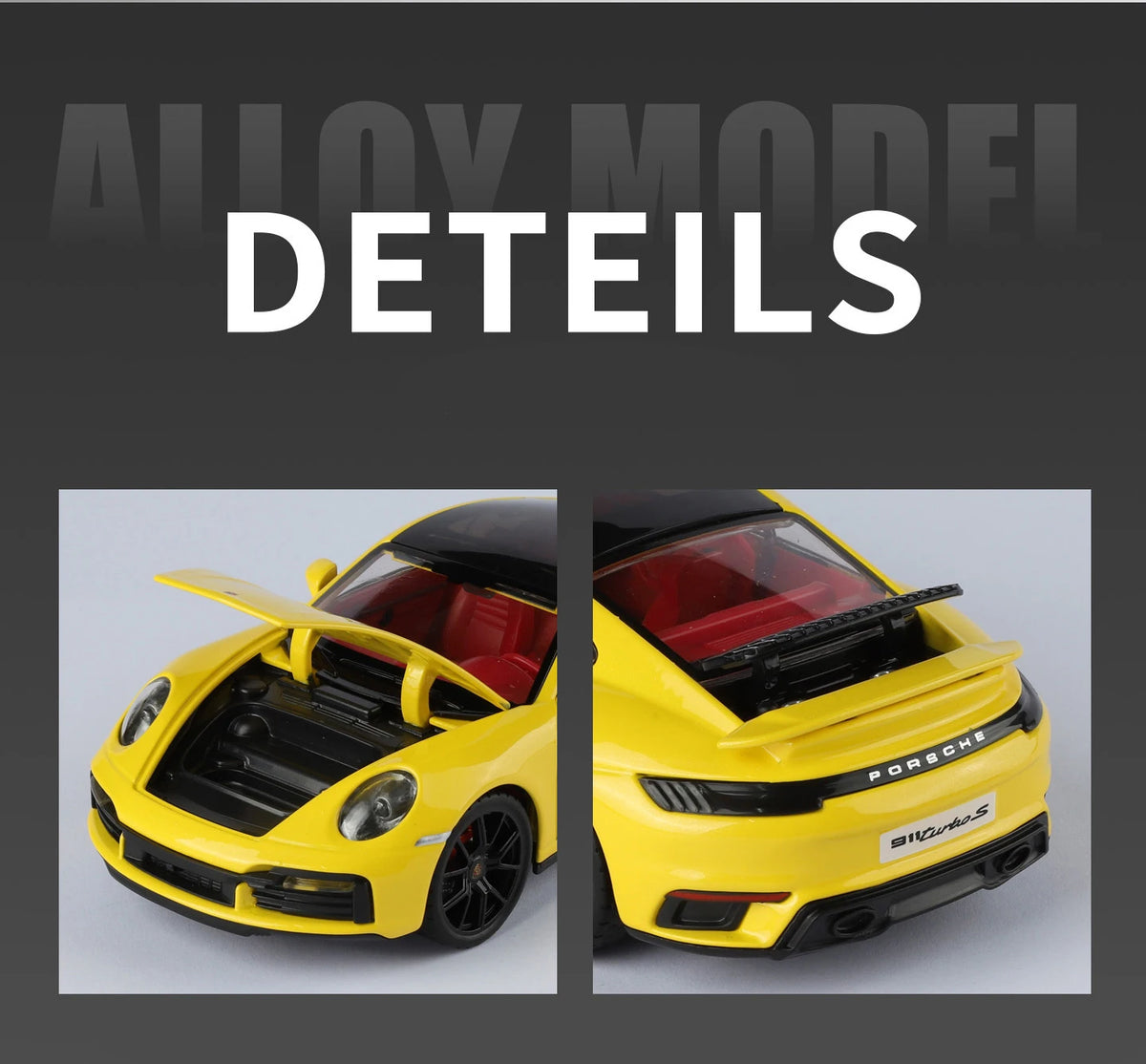 1:24 Porsche 911 992 Turbo S Alloy Sports Car Model Diecast Metal Racing Vehicles Car Model Simulation Sound Light Kids Toy Gift