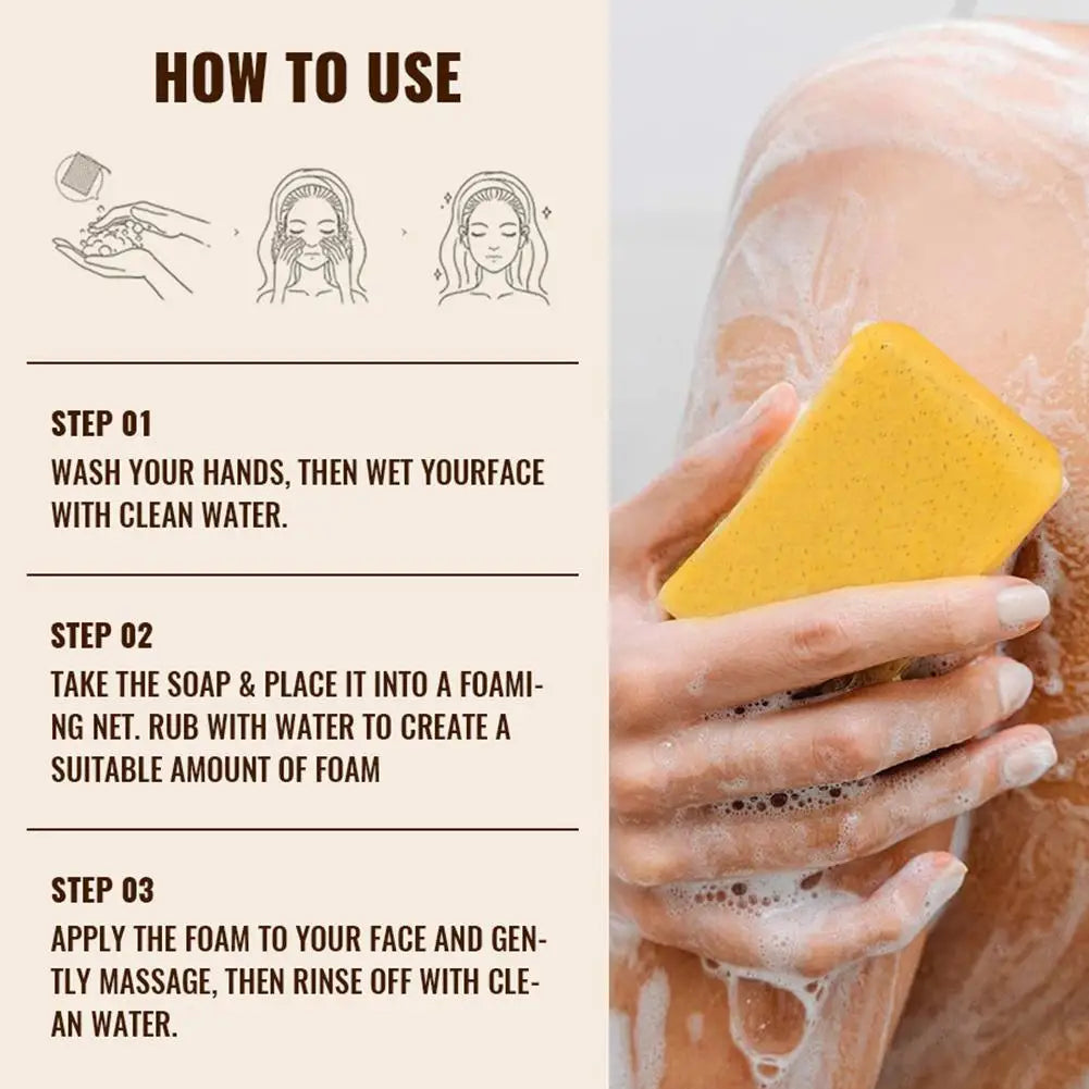 Turmeric Kojic Acid Lemon Soap Bar, Soap Bar Brighten Even Skin Vitamin E, Gentle Lemon Soap For Face,Body Wash