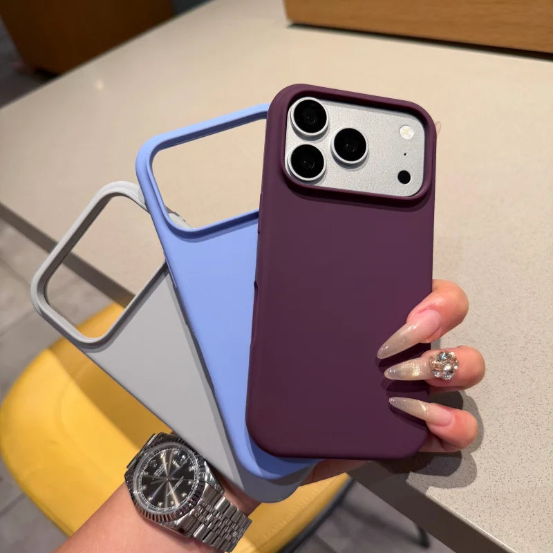 Liquid Silicone Phone Case For iPhone 18 17 16 15 Pro Max Plus Flocking Lining Anti‑Fingerprint Shockproof Protective Back Cover