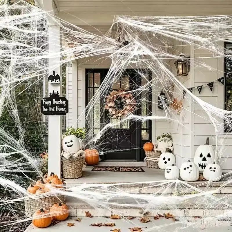 Halloween Decoration Spider Web,Artificial Cobweb,Stretchy Cobweb With Spider,Horror Gothic Haunted House Home Decor