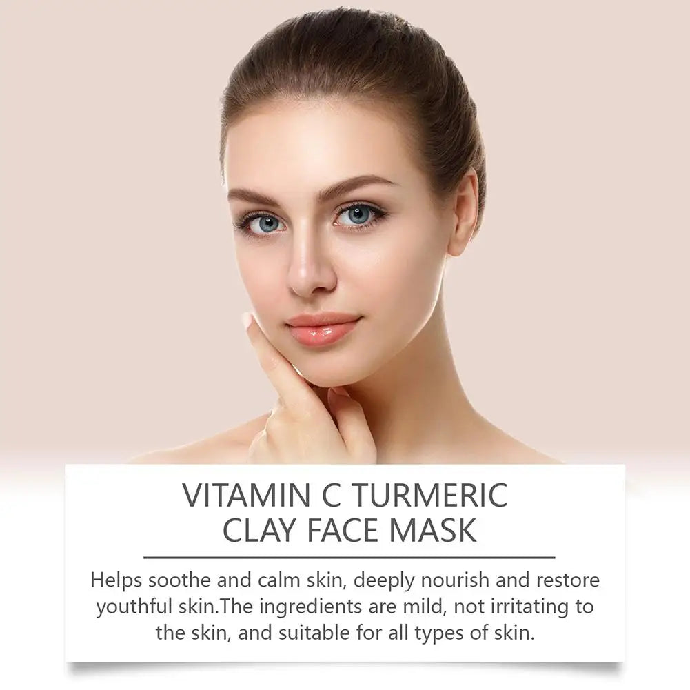 Turmeric Vitamin C Clay Mask Clay for Dull & Blemish-Prone Skin, Deep Cleansing Facial Mask, Face Masks Skincare Oil Control